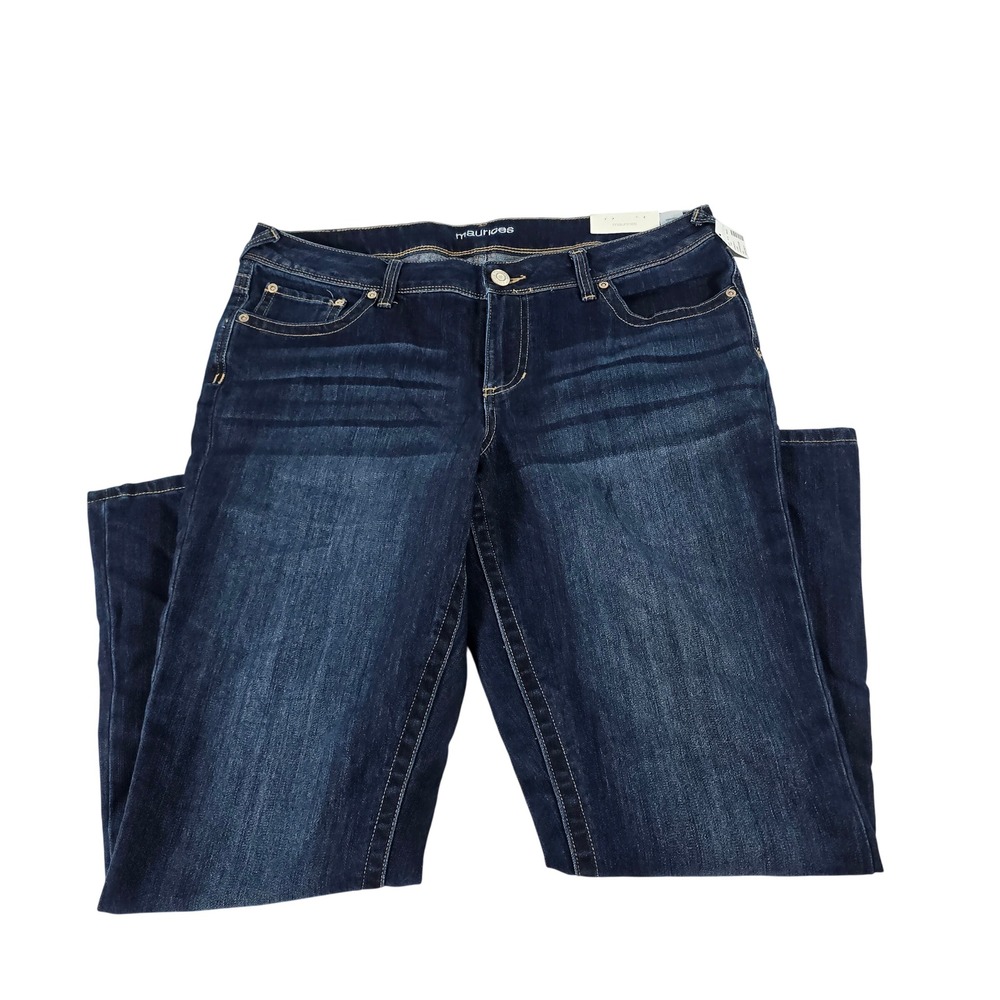 Maurices Slim Boot Denim Flex Mid Rise Dark Wash Jeans Size 16 Short 13956